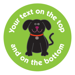 Customised Reward Sticker BlackDog on green background add your own text