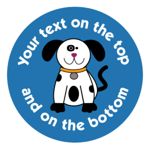 Customised Reward Sticker BlackandWhiteDog on blue background add your own text